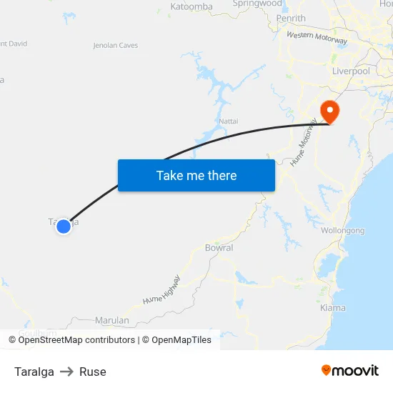 Taralga to Ruse map