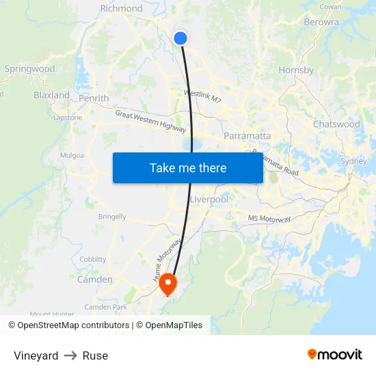 Vineyard to Ruse map