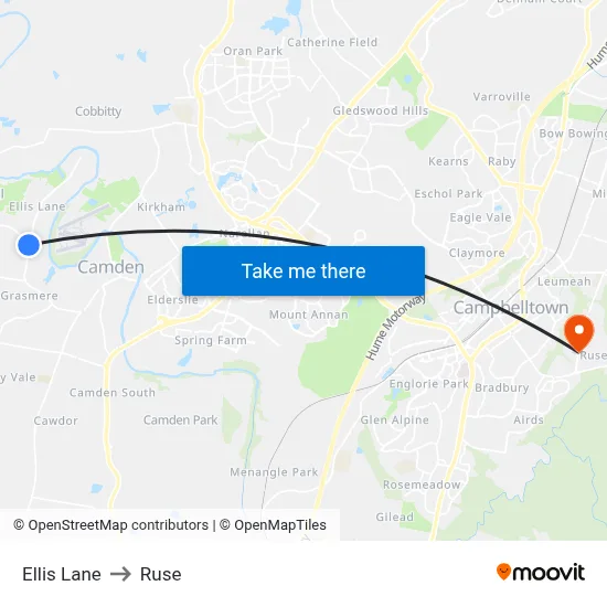 Ellis Lane to Ruse map