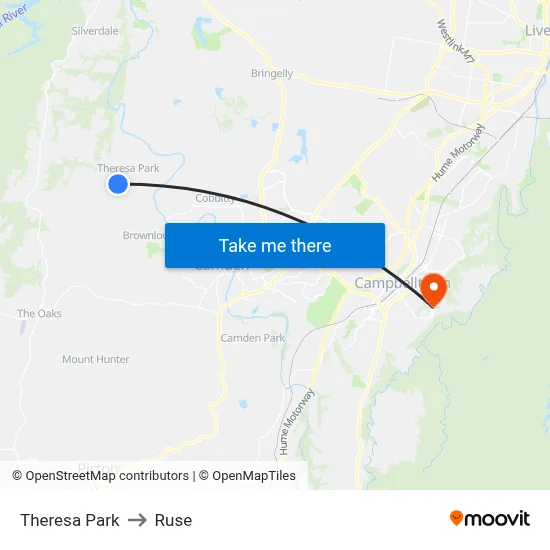 Theresa Park to Ruse map