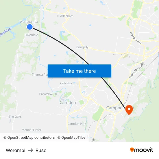 Werombi to Ruse map