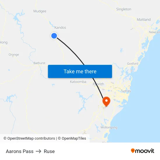 Aarons Pass to Ruse map