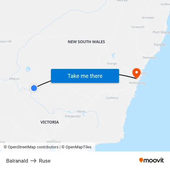 Balranald to Ruse map