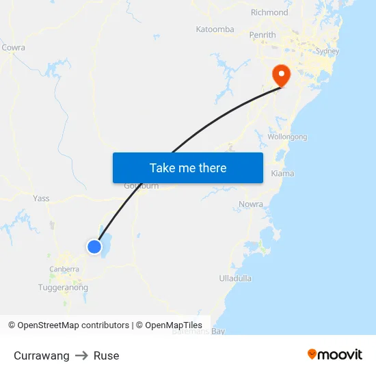 Currawang to Ruse map