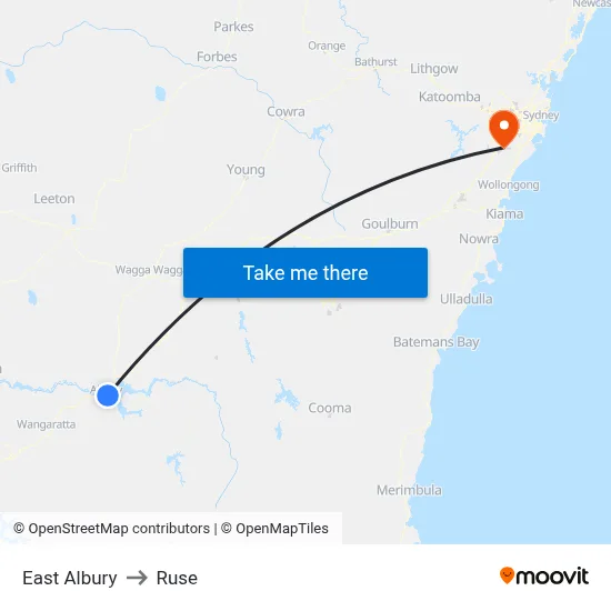 East Albury to Ruse map