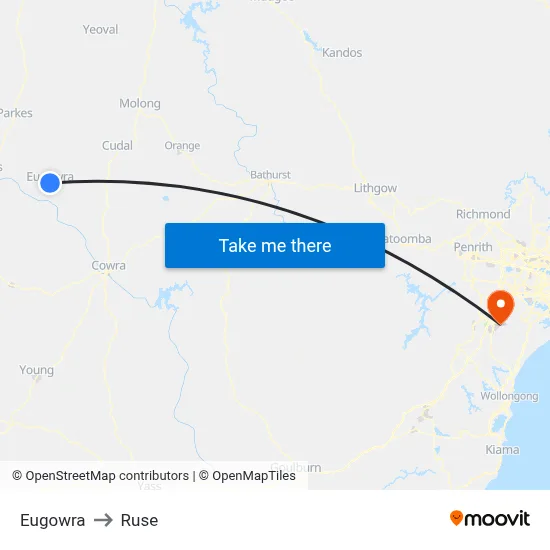 Eugowra to Ruse map