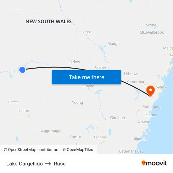 Lake Cargelligo to Ruse map