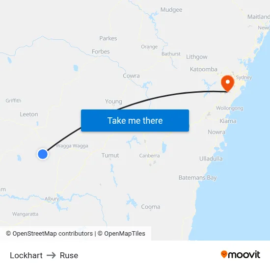 Lockhart to Ruse map