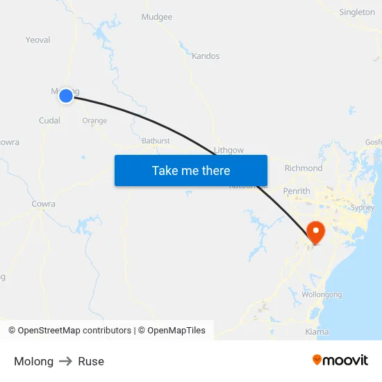 Molong to Ruse map