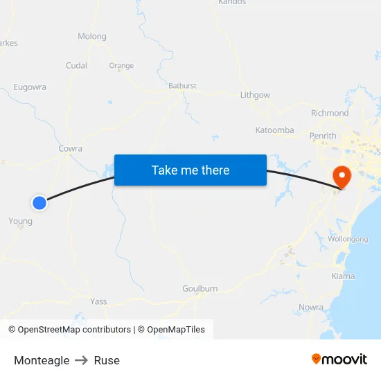 Monteagle to Ruse map