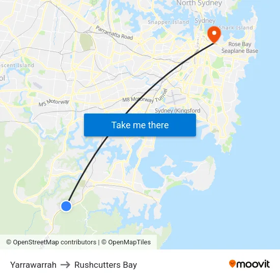 Yarrawarrah to Rushcutters Bay map