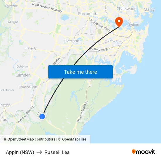 Appin (NSW) to Russell Lea map