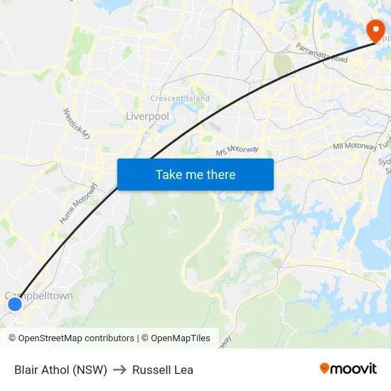Blair Athol (NSW) to Russell Lea map