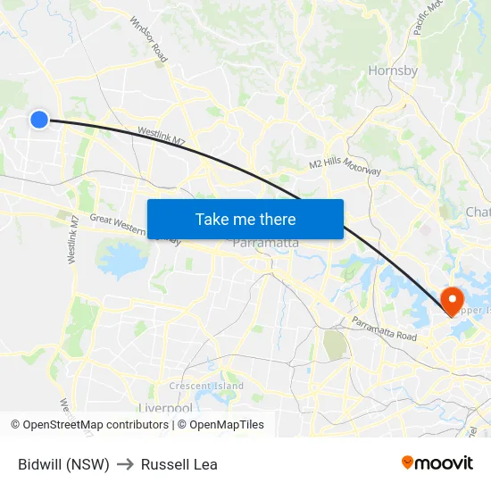 Bidwill (NSW) to Russell Lea map