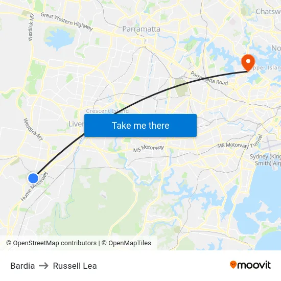 Bardia to Russell Lea map