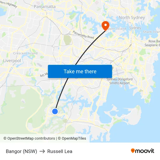 Bangor (NSW) to Russell Lea map