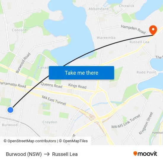 Burwood (NSW) to Russell Lea map