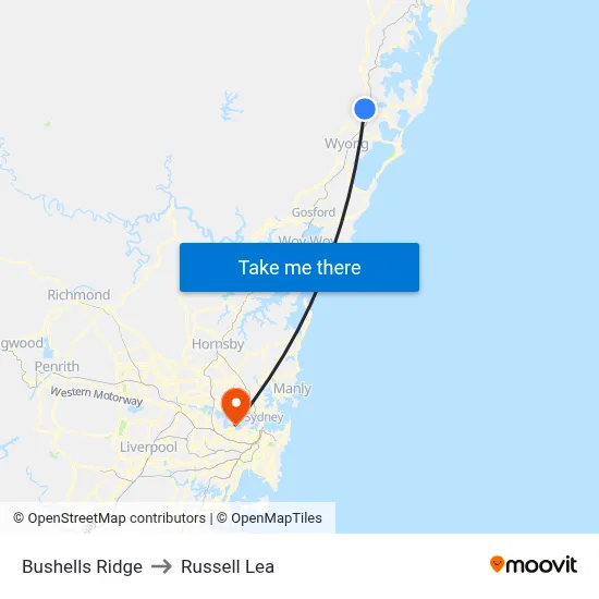 Bushells Ridge to Russell Lea map
