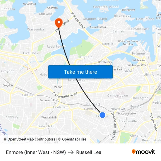Enmore (Inner West - NSW) to Russell Lea map