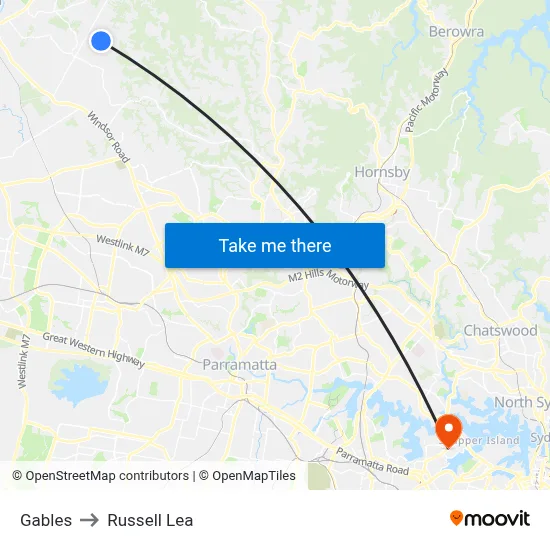 Gables to Russell Lea map
