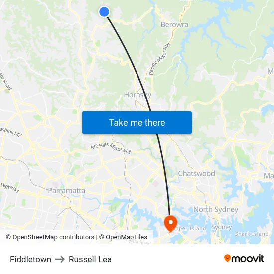 Fiddletown to Russell Lea map