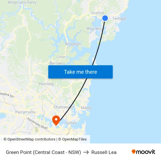 Green Point (Central Coast - NSW) to Russell Lea map
