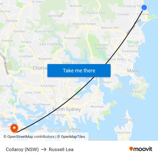 Collaroy (NSW) to Russell Lea map