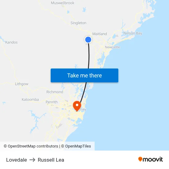 Lovedale to Russell Lea map