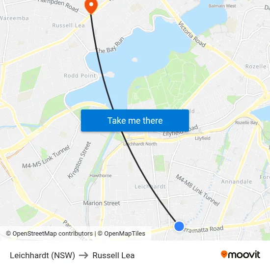 Leichhardt (NSW) to Russell Lea map