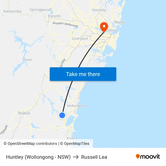 Huntley (Wollongong - NSW) to Russell Lea map