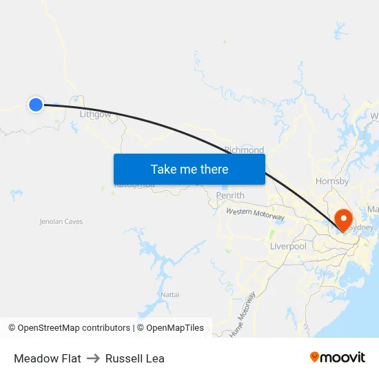Meadow Flat to Russell Lea map