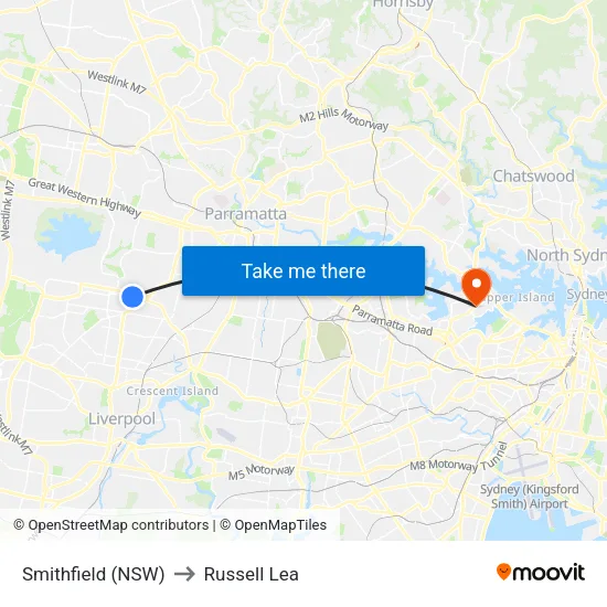Smithfield (NSW) to Russell Lea map