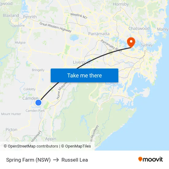 Spring Farm (NSW) to Russell Lea map