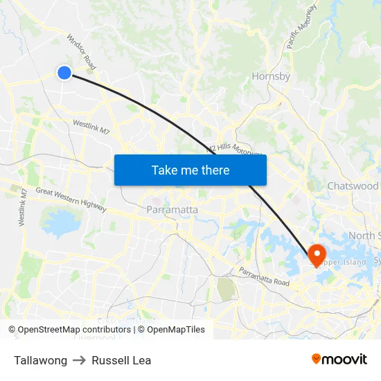 Tallawong to Russell Lea map