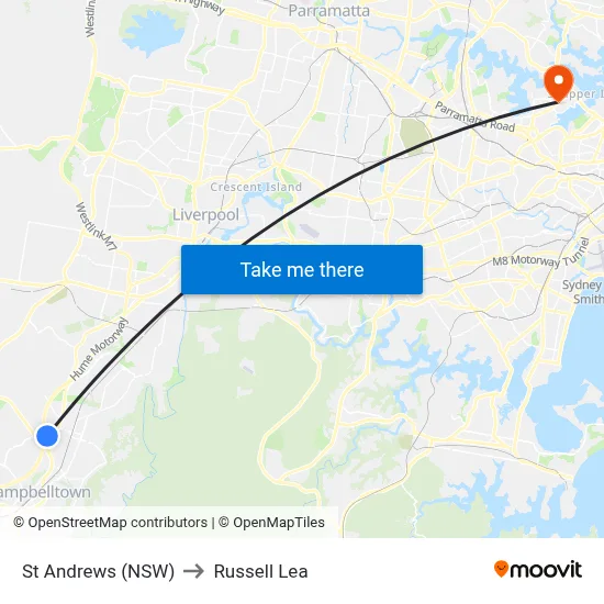 St Andrews (NSW) to Russell Lea map