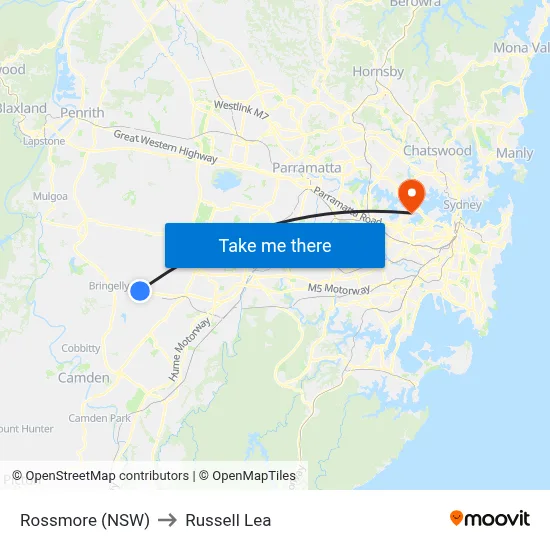 Rossmore (NSW) to Russell Lea map