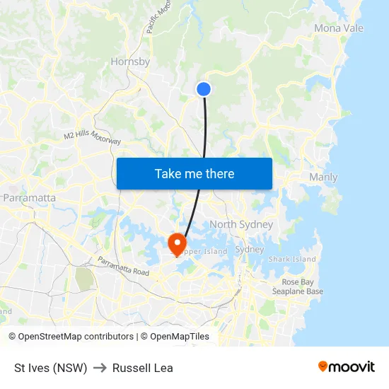St Ives (NSW) to Russell Lea map