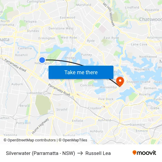 Silverwater (Parramatta - NSW) to Russell Lea map