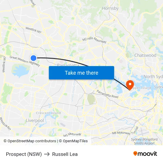 Prospect (NSW) to Russell Lea map