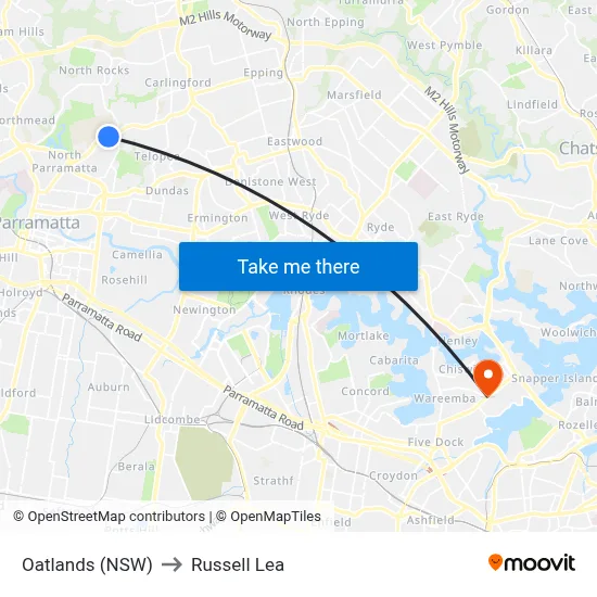 Oatlands (NSW) to Russell Lea map