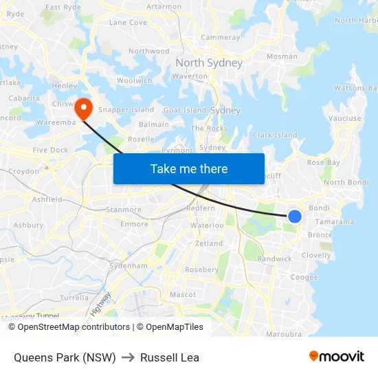 Queens Park (NSW) to Russell Lea map