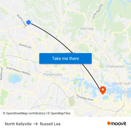 North Kellyville to Russell Lea map