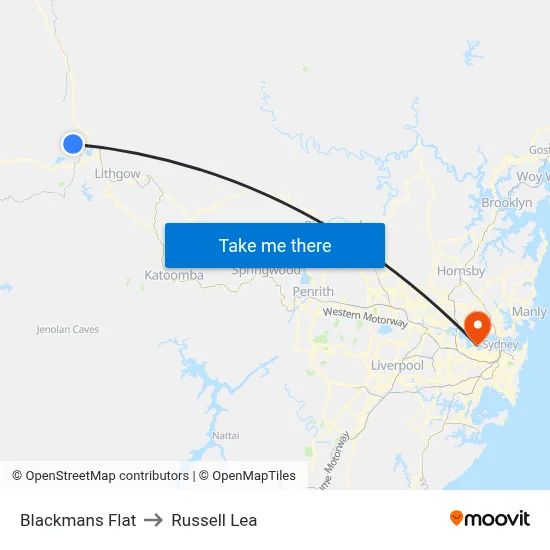 Blackmans Flat to Russell Lea map