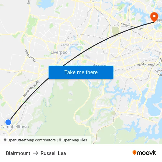 Blairmount to Russell Lea map
