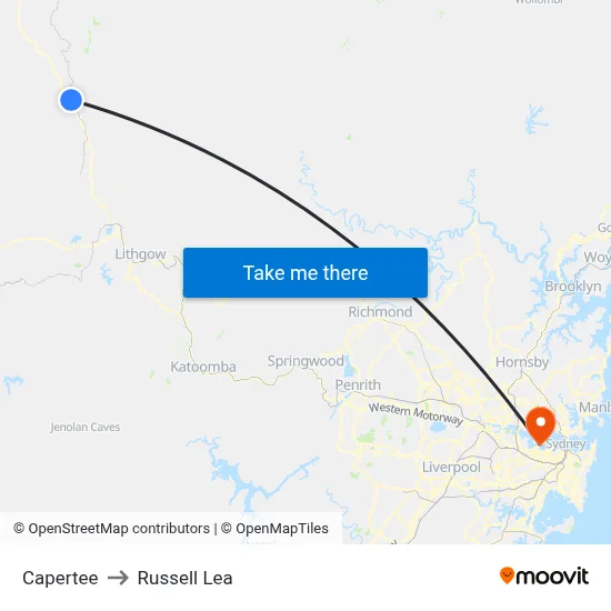 Capertee to Russell Lea map