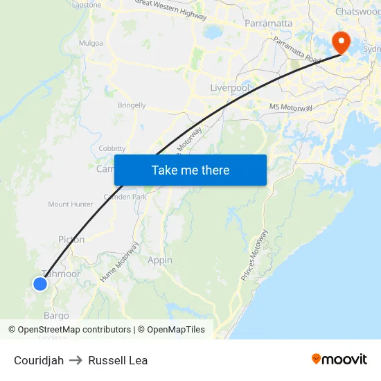 Couridjah to Russell Lea map