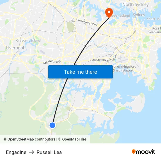 Engadine to Russell Lea map
