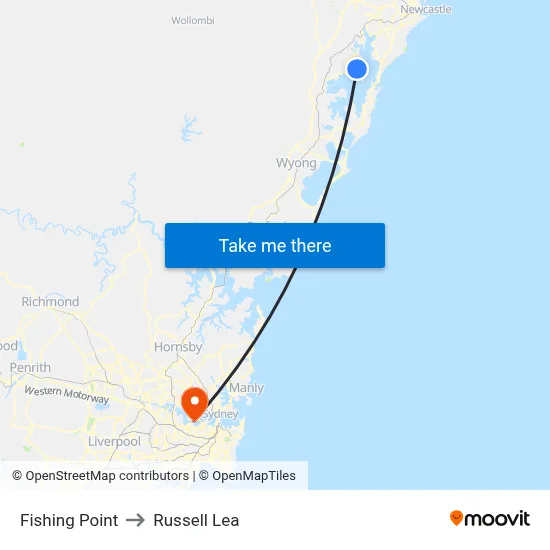 Fishing Point to Russell Lea map