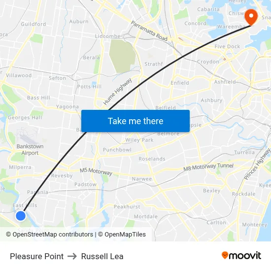 Pleasure Point to Russell Lea map