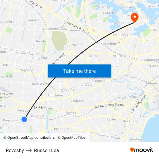 Revesby to Russell Lea map